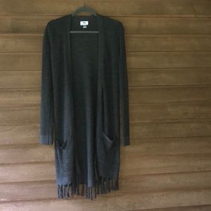 Long Cardigan with Tassel Hem